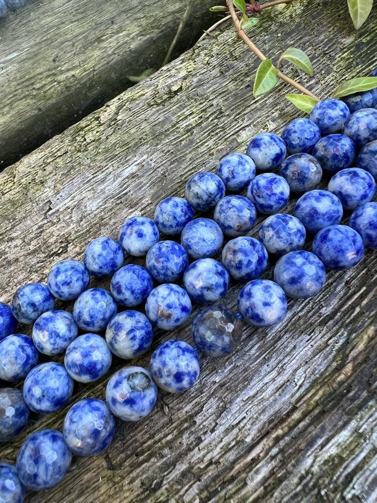 Natural Faceted Denim Lapis Lazuli Beads 10mm / Denim Blue Lapis Gemstone Beads / Round Denim Lapis Beads / Natural Lapis Beads