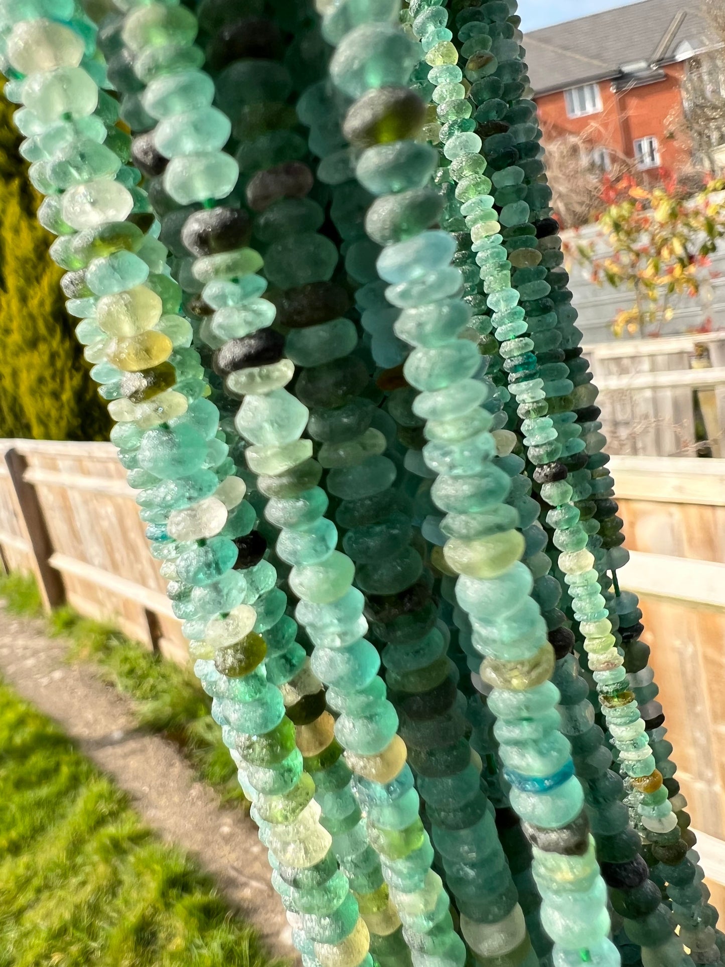 Roman Glass Disc tyre Rondelles Beads Blue Aqua Green Natural aged beads / Ancient Rare Beads 14.5” strand - 4-5mm approx