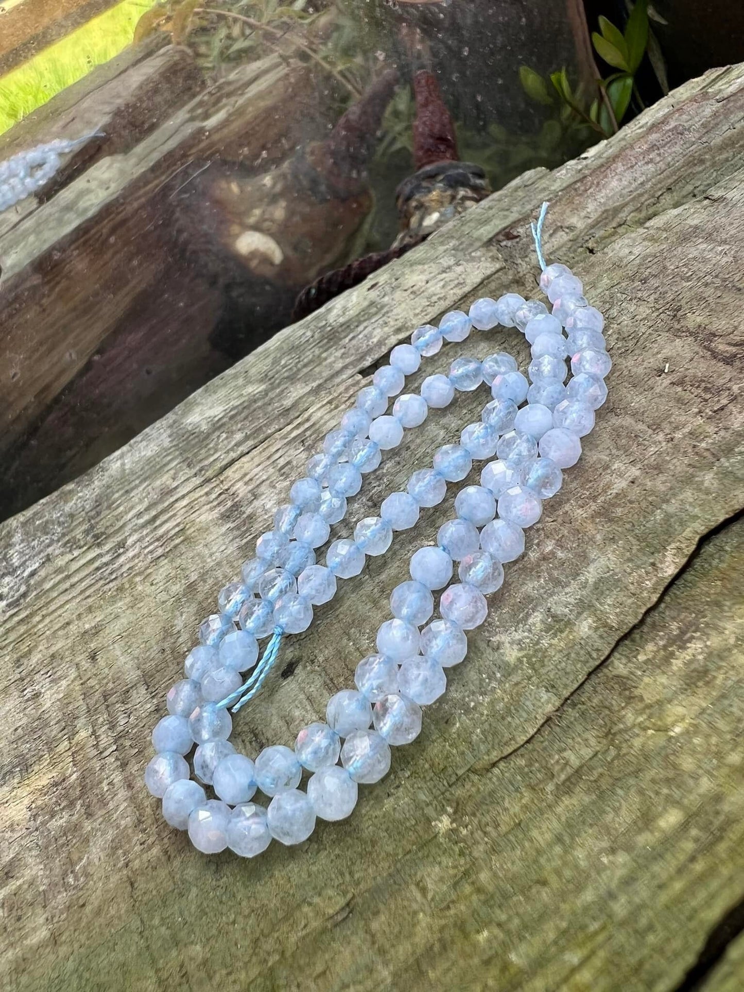 Natural Blue Round Gorgeous sparkling faceted Aquamarine rounds 4.5mm / Tonal variance / Blue Spacer Beads