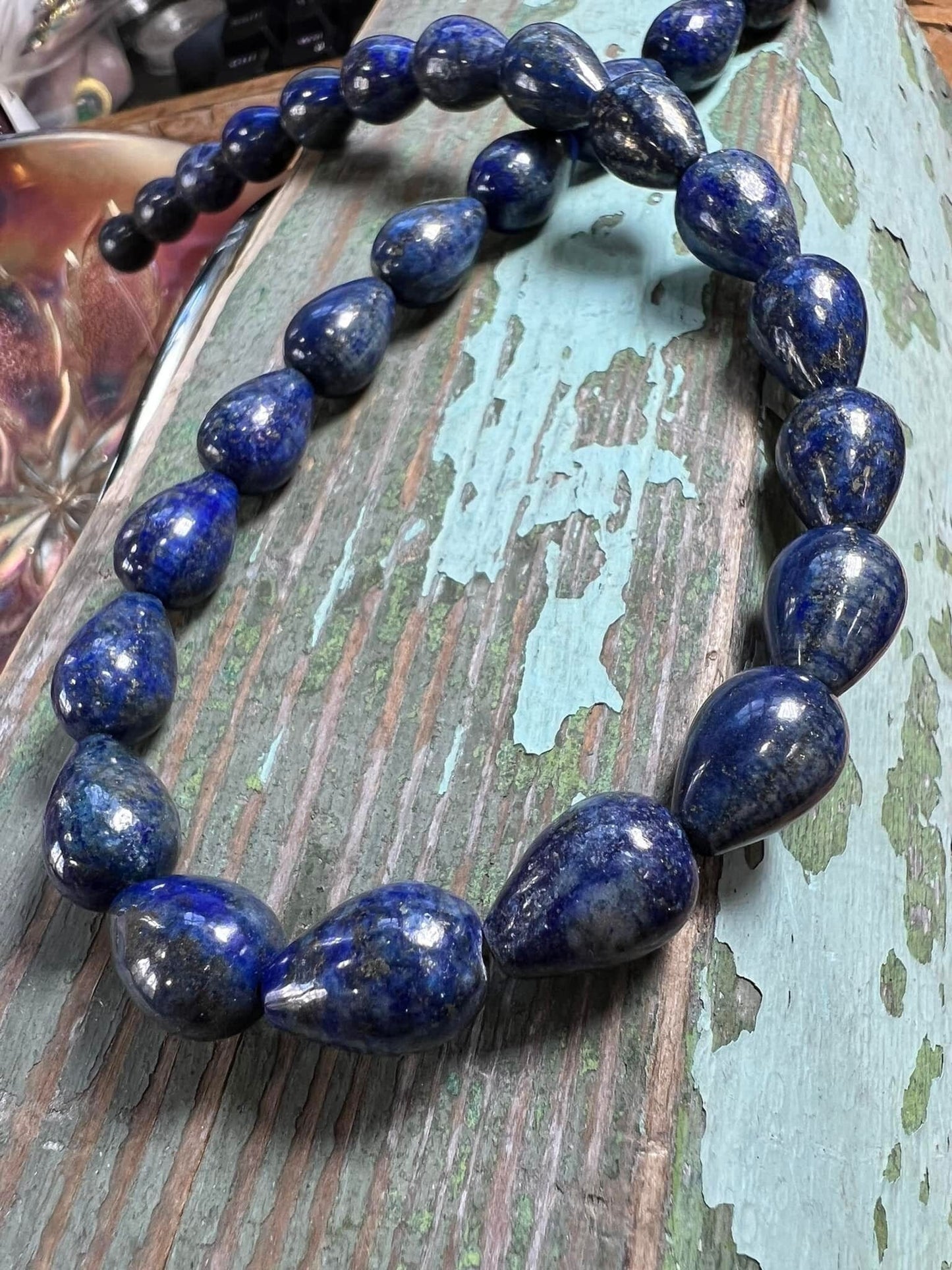 High Quality Lapis Lazuli 14mm Drop Teadrop Beads / Lapis Beads Top Quality Pyrite Inclusions / Lapis Lazuli centre drilled