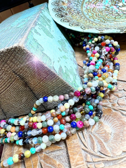Amazing Unique Cheerful Mixed Multi Gemstone Rainbow Toned Beads, 3mm , 15inch strand