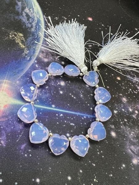 Amazing Faceted Glowy Lilac Quartz Heart Briolette Beads 10MM