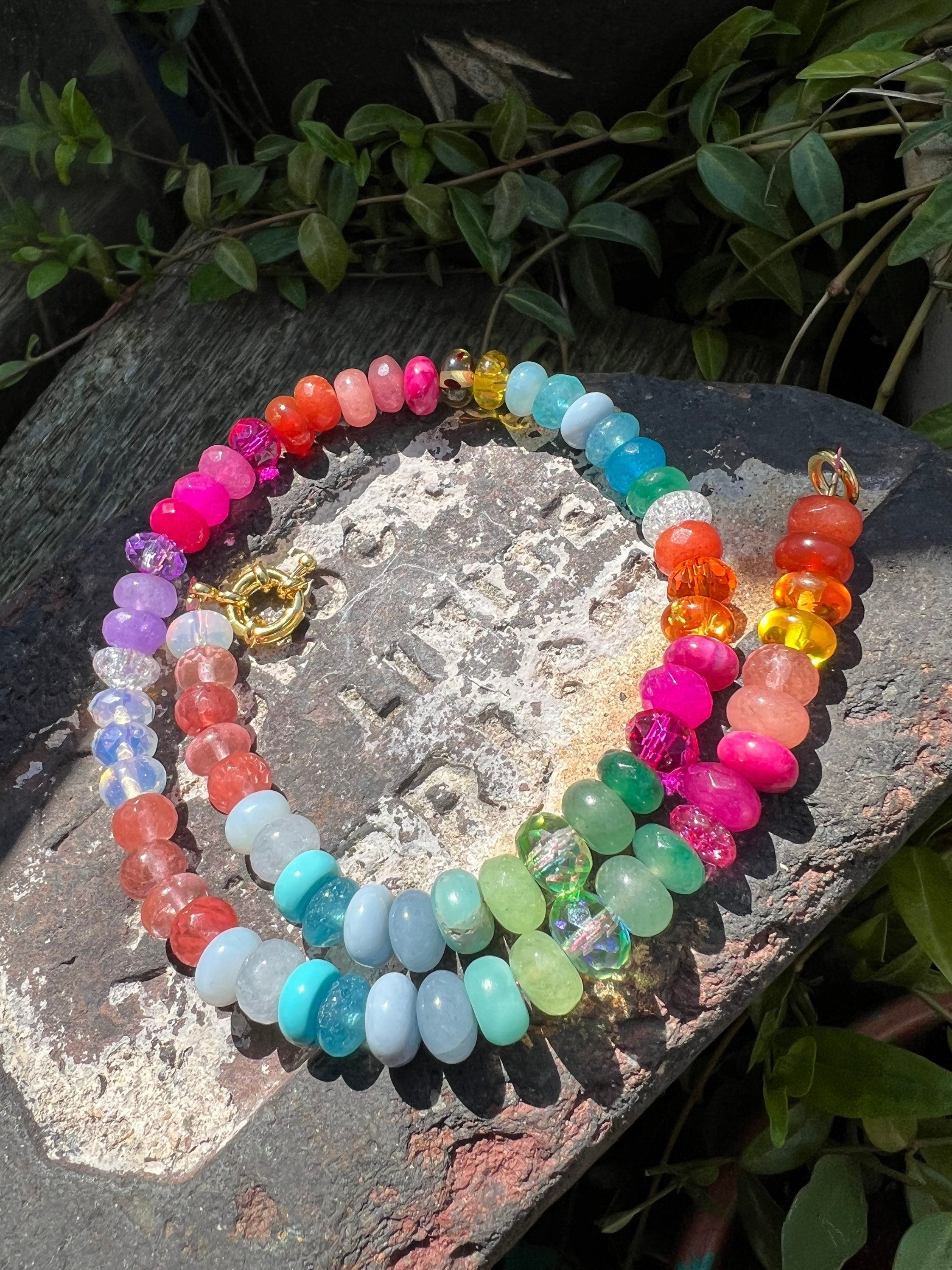Natural 8mm Multicolor Gemstone Round Bead Necklace & Bracelet & Earrings Set AAA