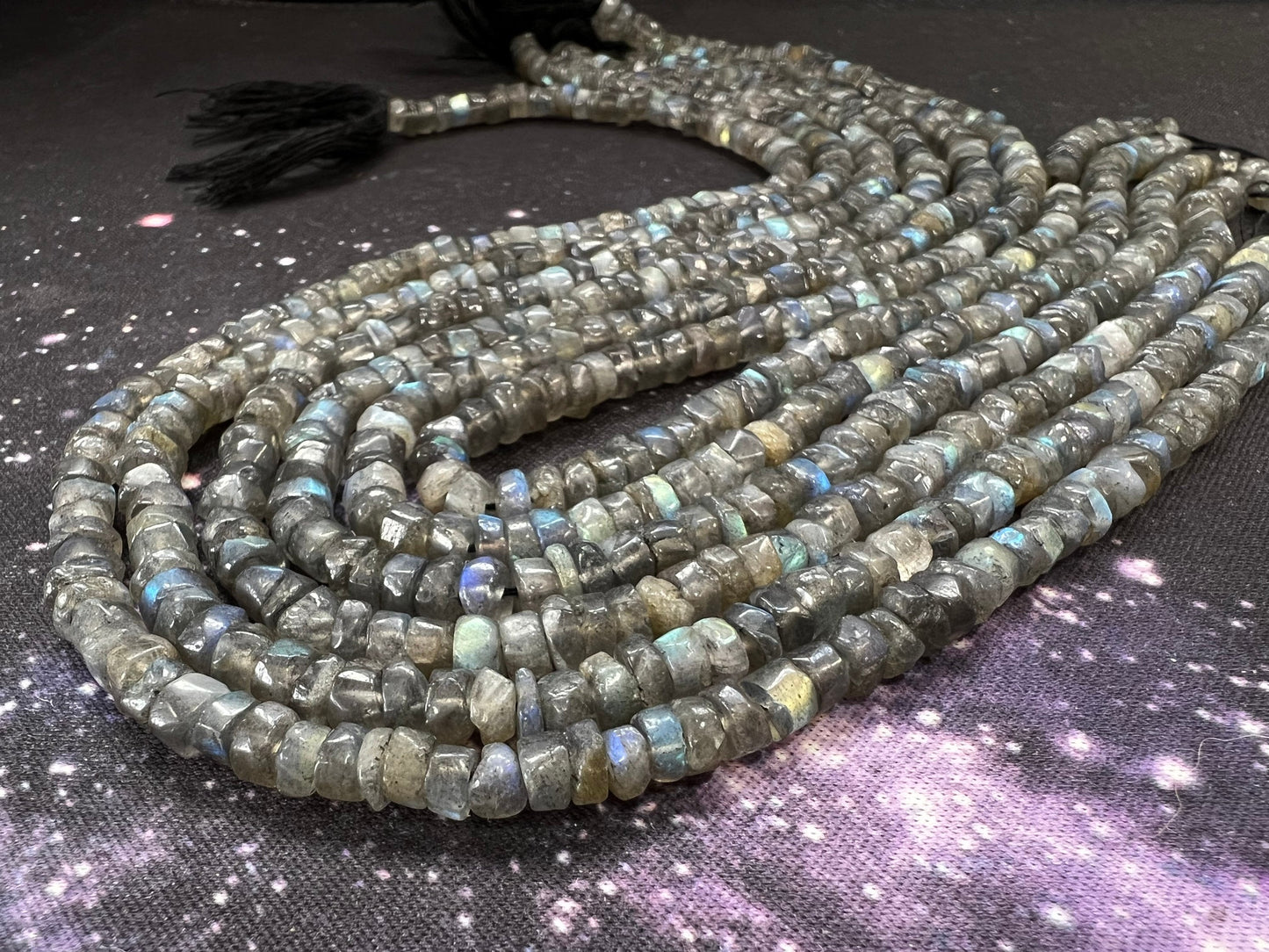 Rustic handcut Labradorite Rondelle handmade Heishi Tyre Beads 5mm approx / Flashy Labradorite Beads / uneven rondelles