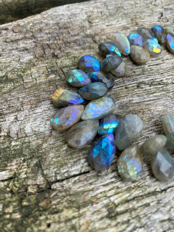 Natural Mystic AB coated Labradorite Faceted Handcut rustic Briolette beads 14-15mmmm approx CHOOSE QUANTITY teardrop briolettes