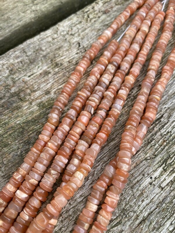 Peach Moonstone Handcut tyre heishi 6mm