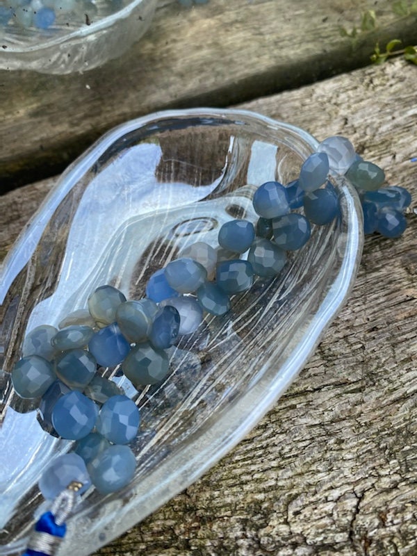 Glowy Grey Blue Blue Chalcedony Faceted Handcut rustic Briolette beads 10-12mm approx CHOOSE QUANTITY heart briolettes