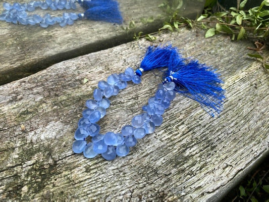 Pale Blue Chalcedony Faceted Handcut rustic Briolette beads 10-12mm approx CHOOSE QUANTITY heart briolettes