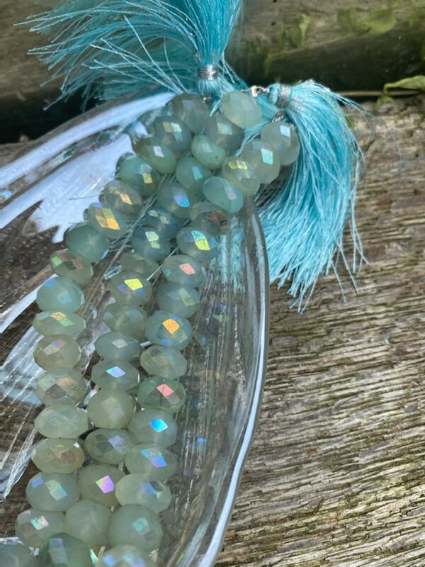 Natural Rustic Aqua Mystic AB Coated Chalcedony Faceted Large Handcut Rondelle beads 8-9mm approx CHOOSE QUANTITY heart rondelles