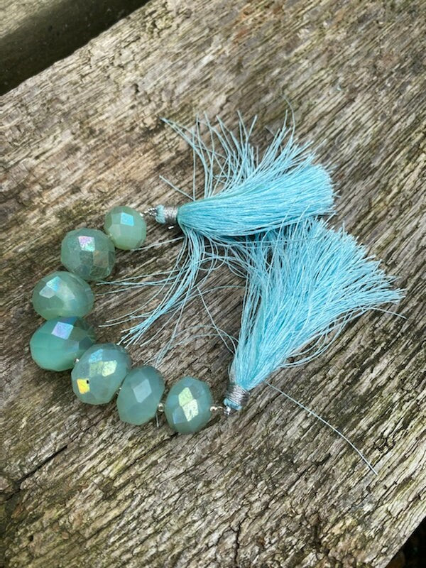 Natural Rustic Aqua Mystic AB Coated Chalcedony Faceted Huge Handcut Rondelle focals beads 8-9mm 7 beads approx CHOOSE QUANTITY rondelles
