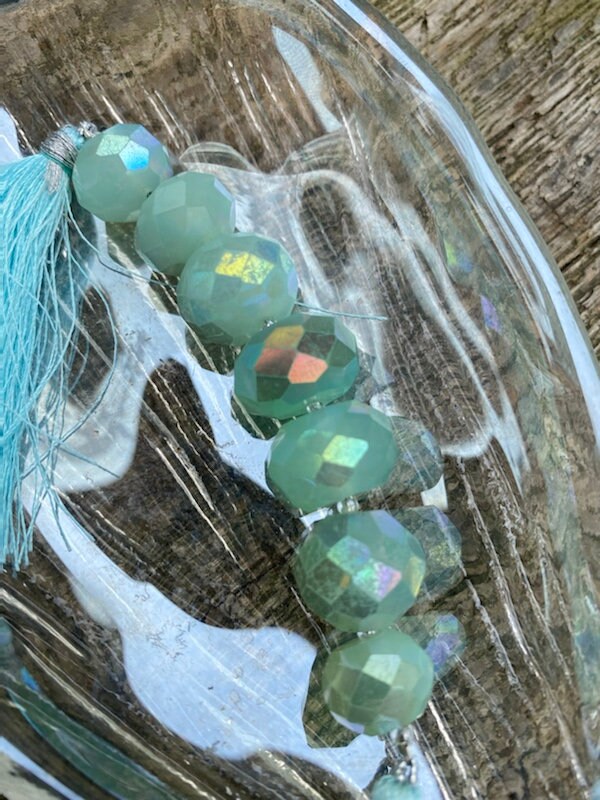 Natural Rustic Aqua Mystic AB Coated Chalcedony Faceted Huge Handcut Rondelle focals beads 8-9mm 7 beads approx CHOOSE QUANTITY rondelles
