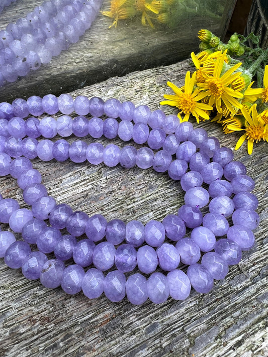 Alexandrite Tone Lilac Chalcedony Purple Faceted Rondelle Beads 8x5mm Gemstone Spacer Beads