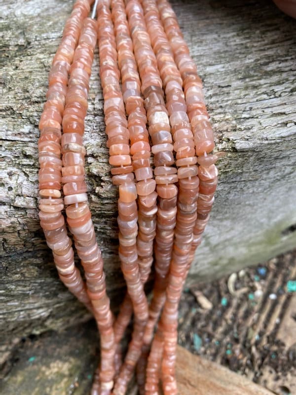 Peach Moonstone Handcut tyre heishi 6mm