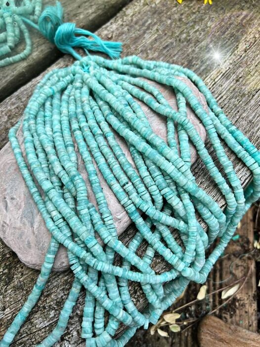Russian Amazonite natural tyre heishi / 6mm