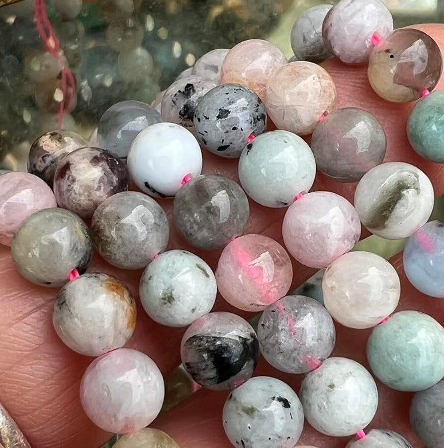 Rustic Mixed Beryl Aquamarine round beads / 6 mm approx / multi tone Gemstone Beads / Beryl / 15.5"