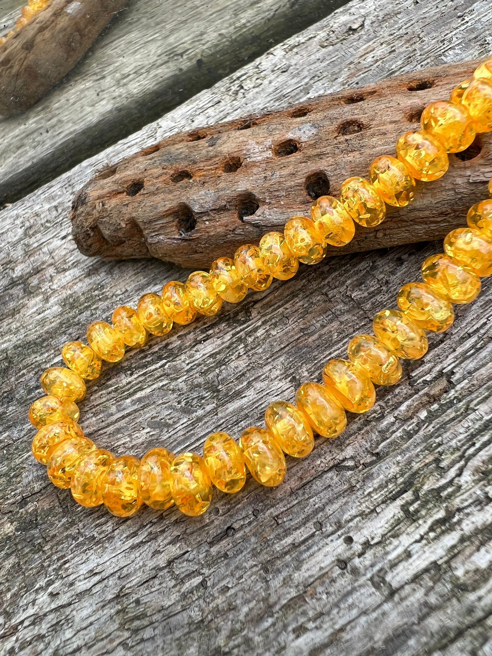 Yellow Golden Faux Amber Rondelle Beads 8 x 5 / Resin Amber disc beads Rustic Amber Beads Barley sugar Beads / Small order