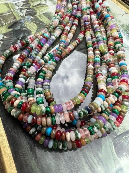 Mixed Multi Gemstone Quartz Rondelle Disc Beads 4.5mm Mixed colours colours Rainbow beads 14.5"