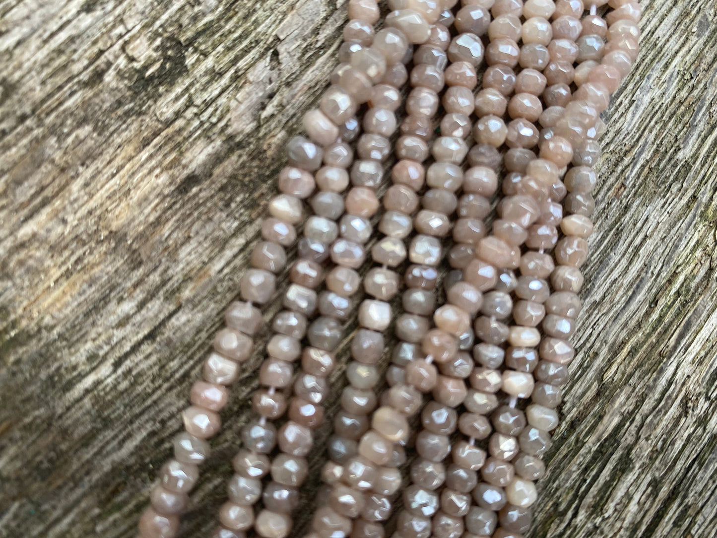 Chocolate Moonstone Hand Faceted Silvered Rondelle Round Beads 4mm approx Moonstone Beads Glowing Moonstone Gemstone Beads