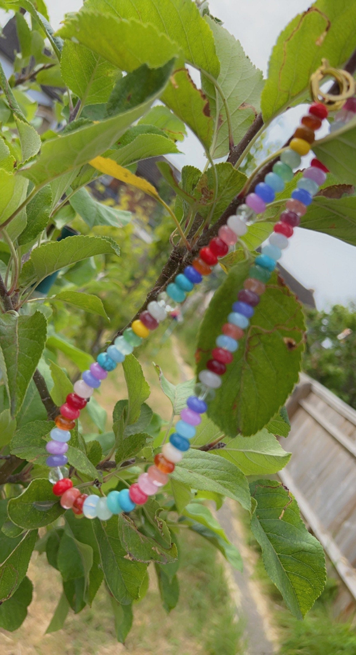 Tutti Frutti Sweetie Smooth Rainbow Multi Gemstone Beaded Necklace