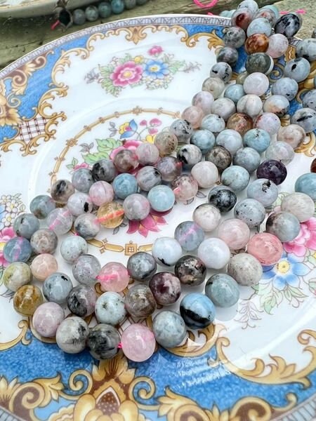 Rustic Mixed Beryl Aquamarine round beads / 6 mm approx / multi tone Gemstone Beads / Beryl / 15.5"