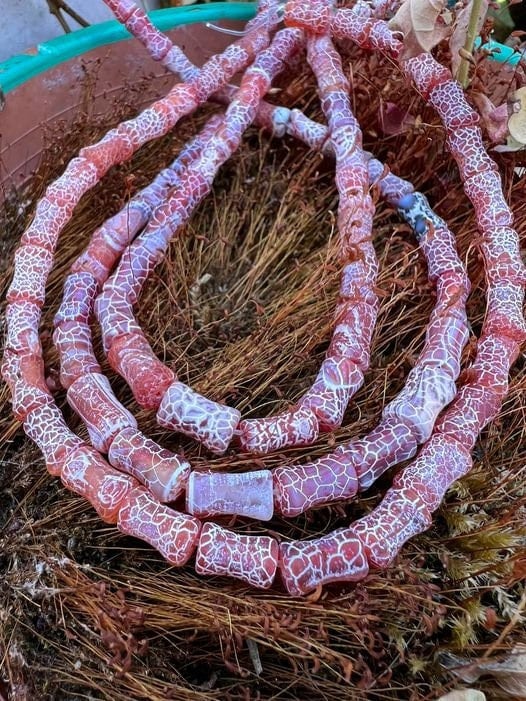 Aged Carnelian nipped in drums 10mm // Rustic Peach Orange Carnelian Agate Beads