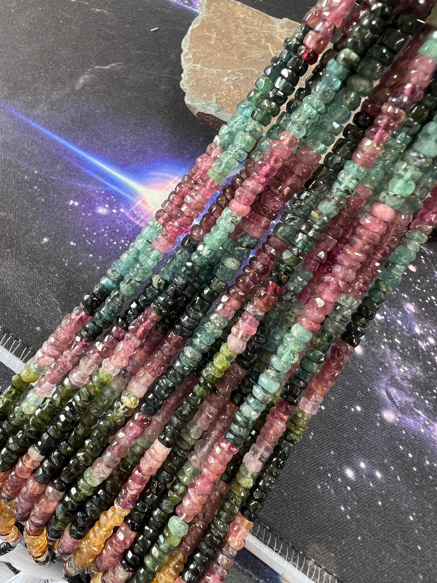 Rustic Watermelon Tourmaline 4mm Approx Handcut Uneven / Rondelle Beads / 34cm Strand / Watermelon