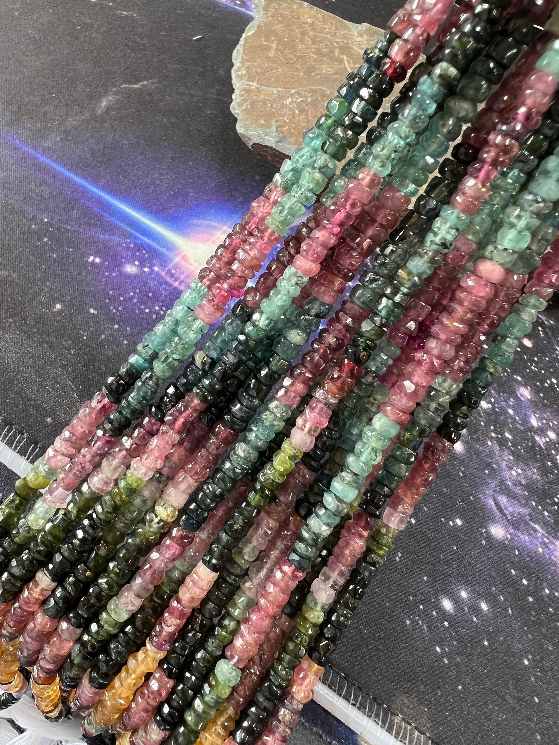 Rustic Watermelon Tourmaline 4mm Approx Handcut Uneven / Rondelle Beads / 34cm Strand / Watermelon