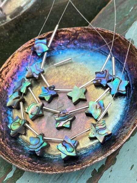 Abalone stars brio cut / 12mm / Sold Singularly