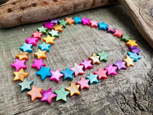 Shimmering multi coloured shell stars / 10mm 15.5"