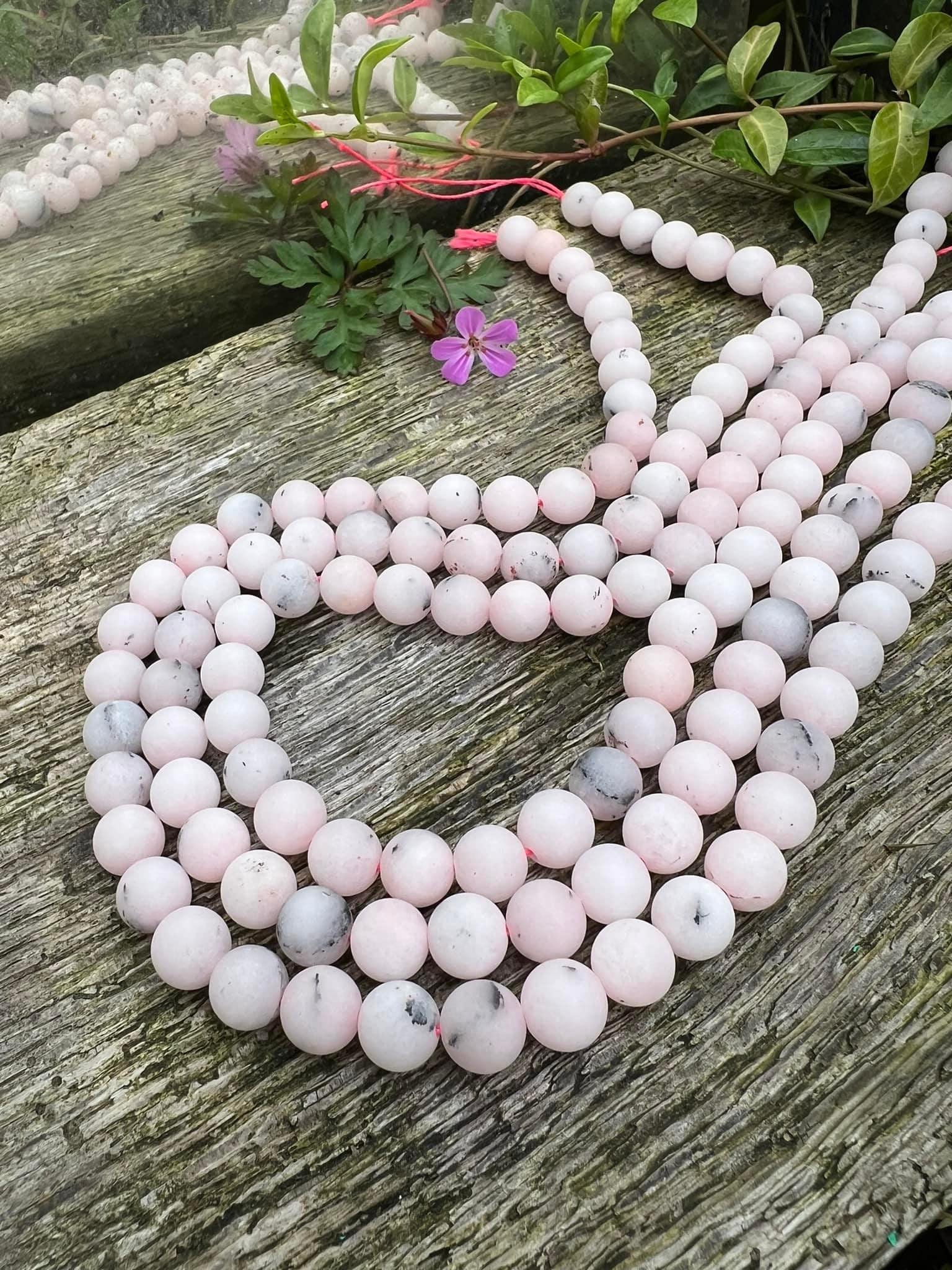 Beautiful Matte Glowy Ethereal Cherry Blossom Jasper Round Beads 8 mm// Gemstone Beads / Earring Beads / Jewellery Beads / Pale pink tones