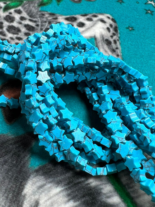 4 x Turquoise Howlite or Rose Quartz Stars beads 4.5mm / Tiny stars / Carnelian Agate / 4 beads
