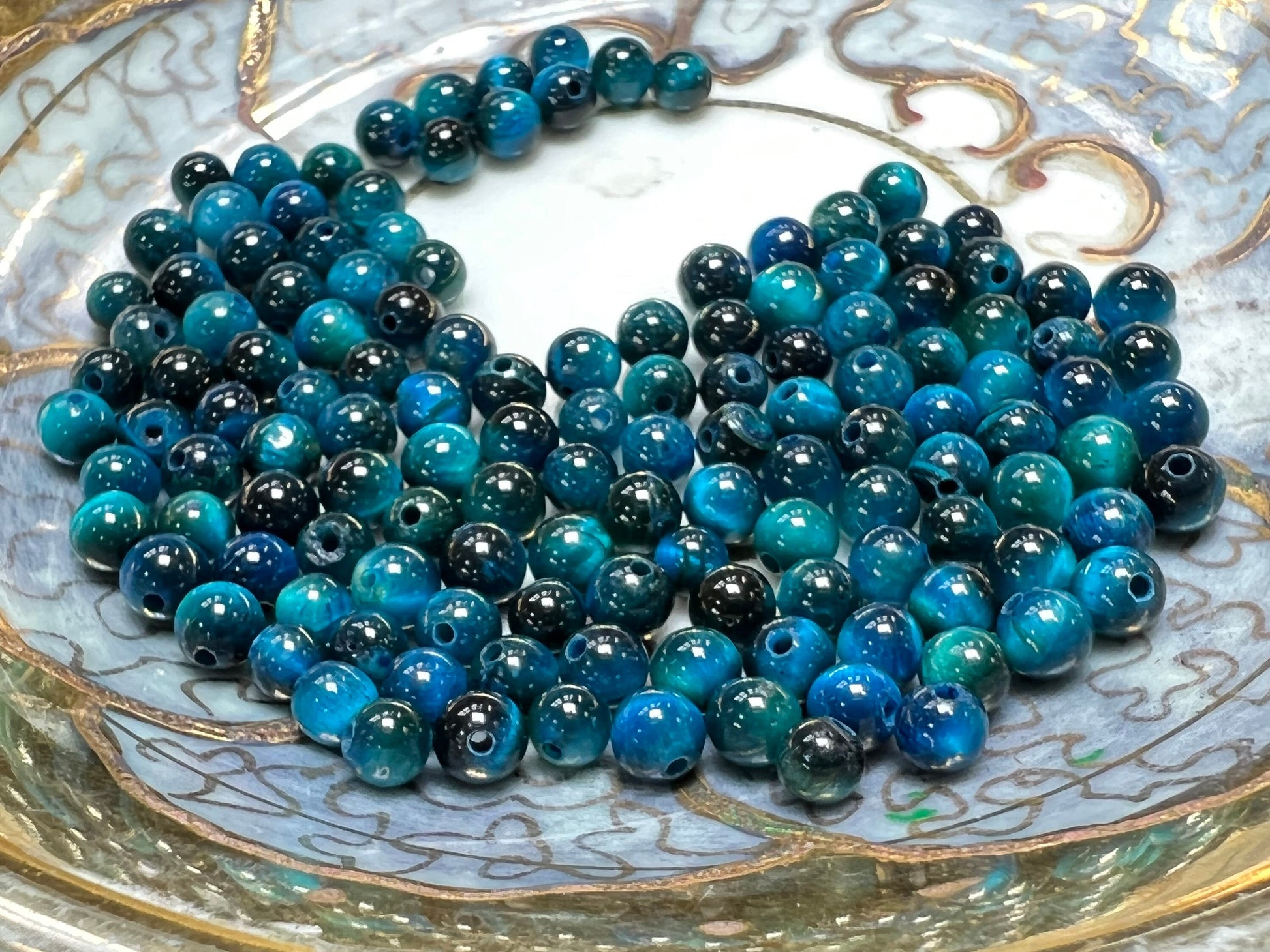 Sweet Little Tiny Tiger Eye Round Beads 4mm / Tigers Eye Gemstone beads Small Order beads