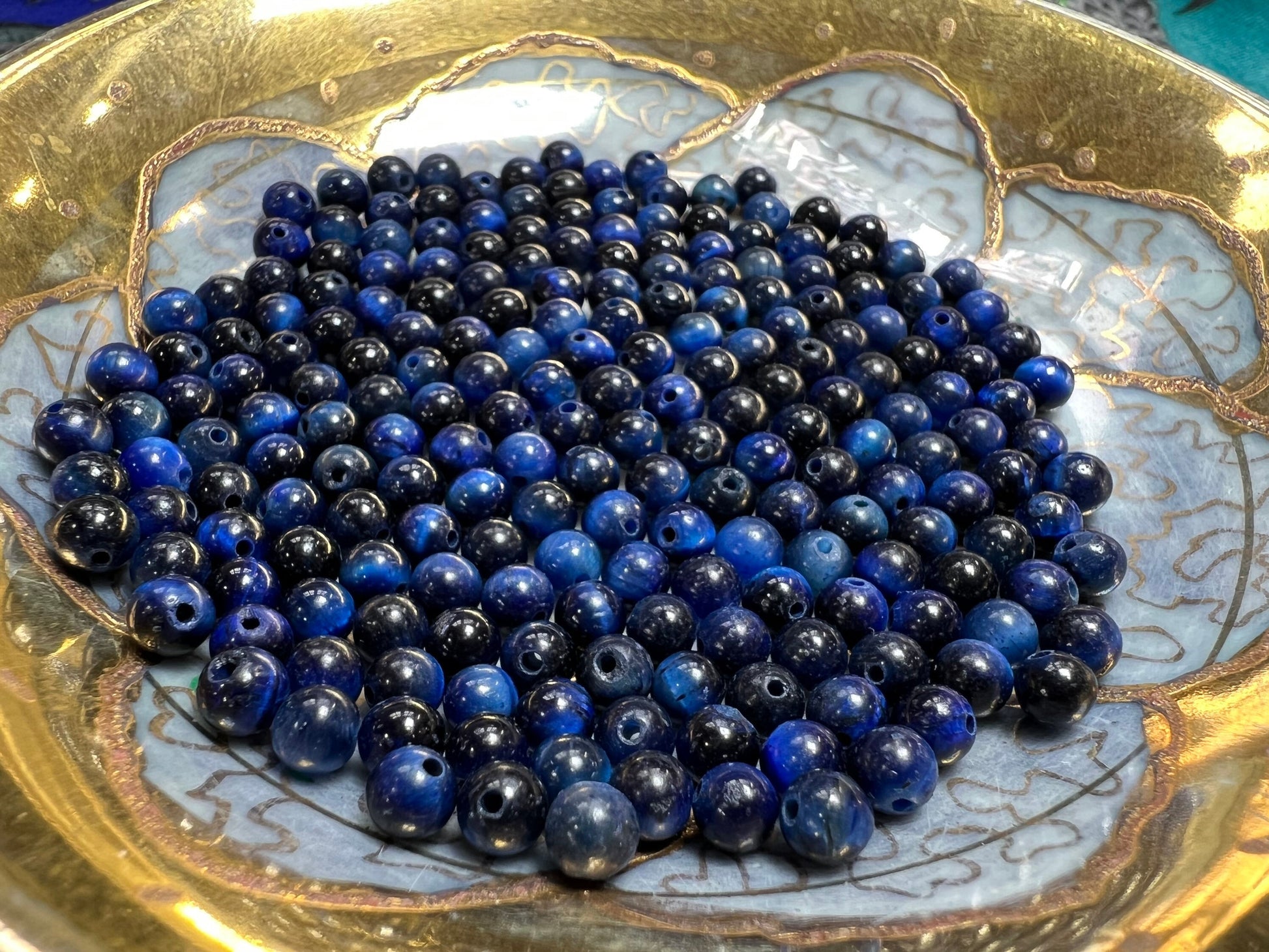 Sweet Little Tiny Tiger Eye Round Beads 4mm / Tigers Eye Gemstone beads Small Order beads