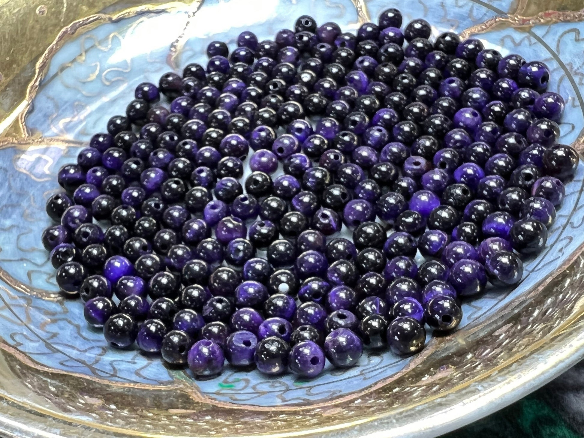 Sweet Little Tiny Tiger Eye Round Beads 4mm / Tigers Eye Gemstone beads Small Order beads