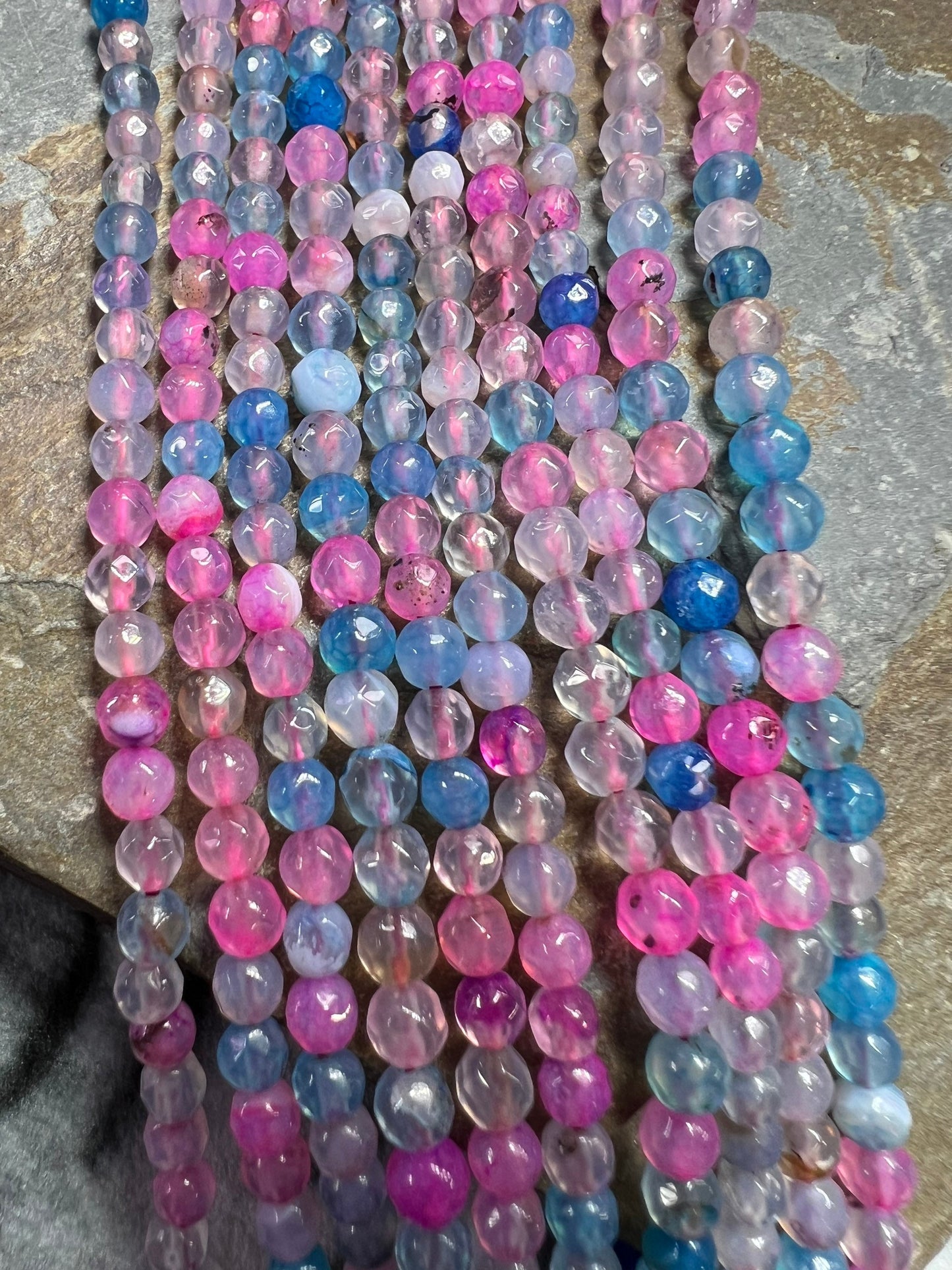 Pretty tiny small faceted Agate beads 3mm / mixed gemstone beads / multi beads / rainbow beads
