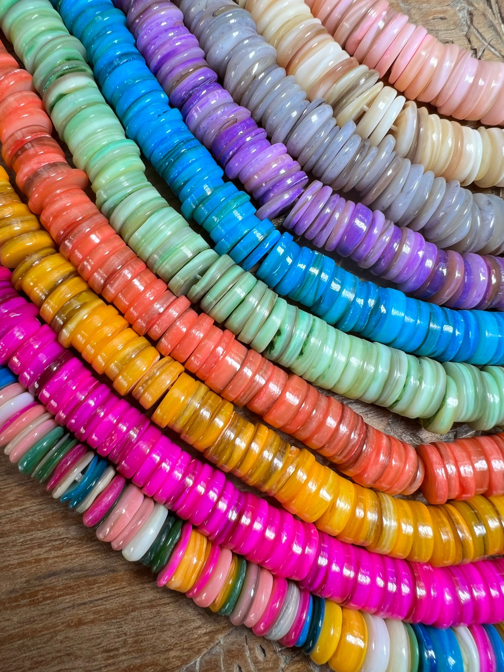 Pretty Rustic Real Shell Heishi beads 8-10 mm / 18 cm strand or smaller quantity / Choose colour