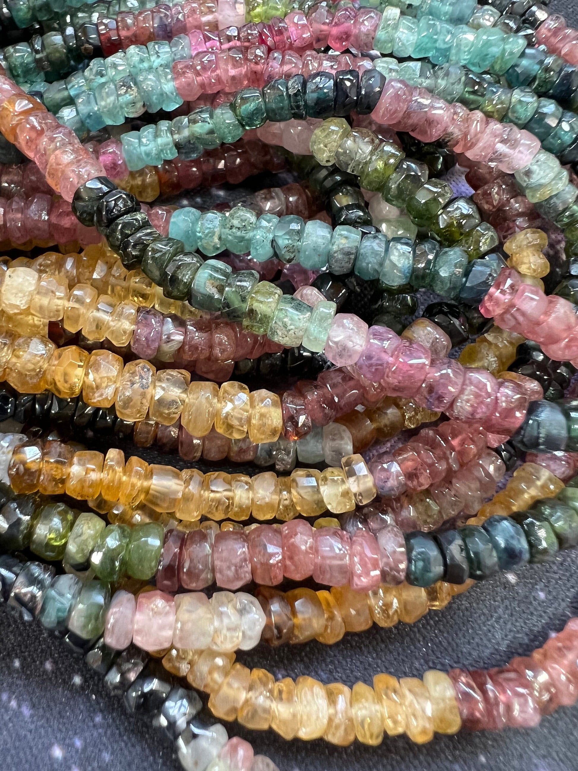 Rustic Watermelon Tourmaline 4mm Approx Handcut Uneven / Rondelle Beads / 34cm Strand / Watermelon