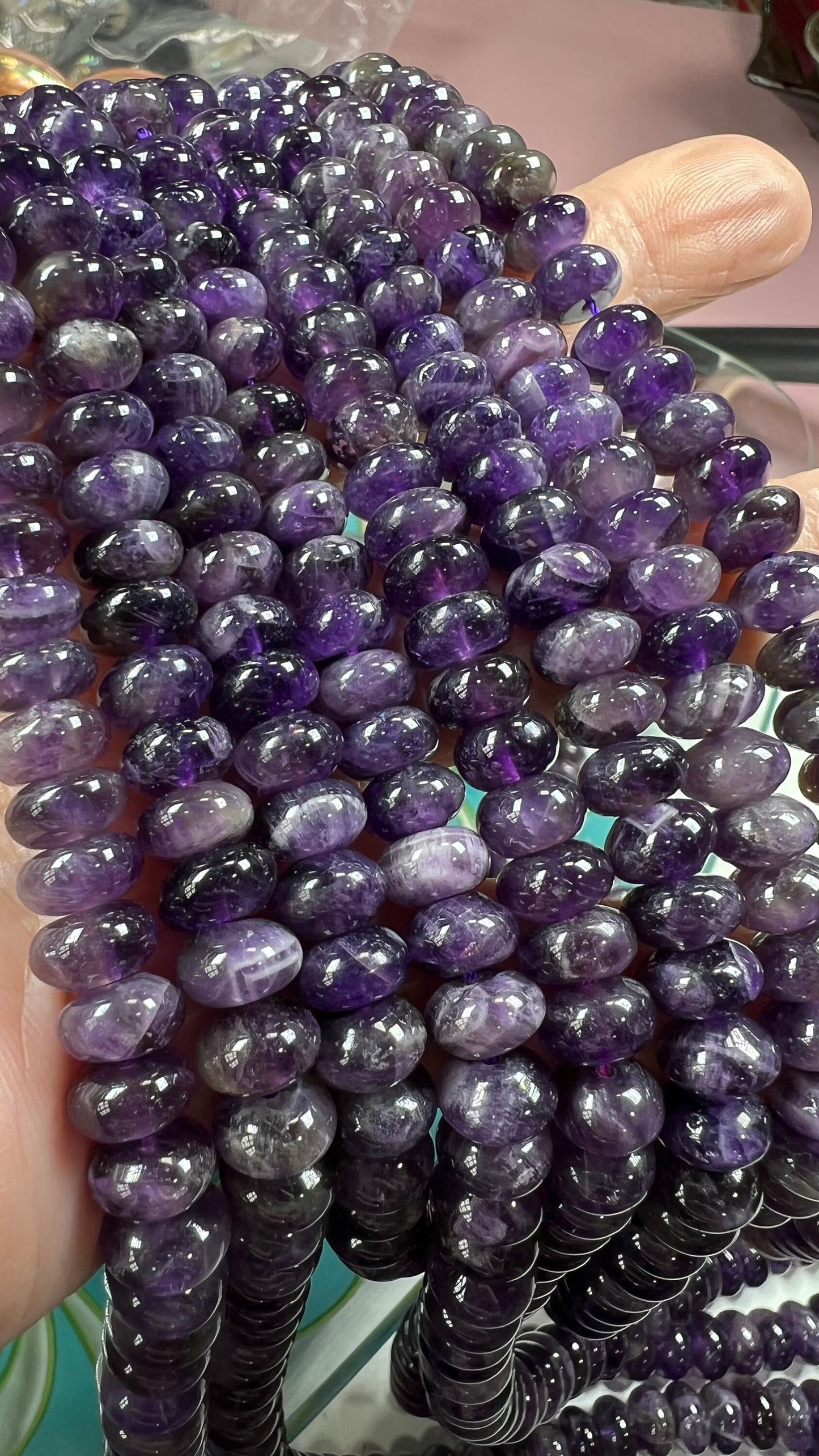 Superb Quality Natural Amethyst rondelles beads 8mm / choose Quantity / Slightly DARKER than pic