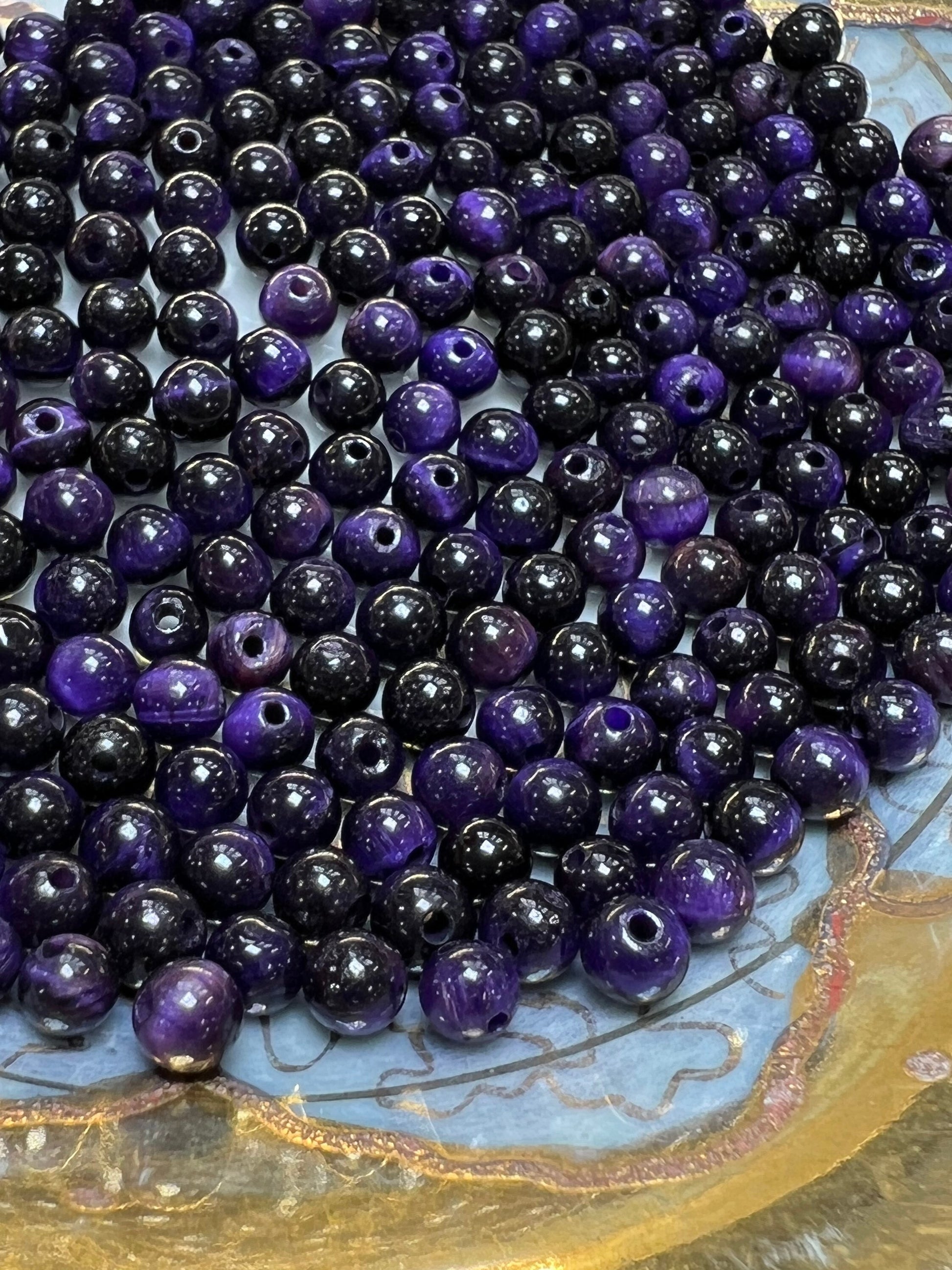 Sweet Little Tiny Tiger Eye Round Beads 4mm / Tigers Eye Gemstone beads Small Order beads