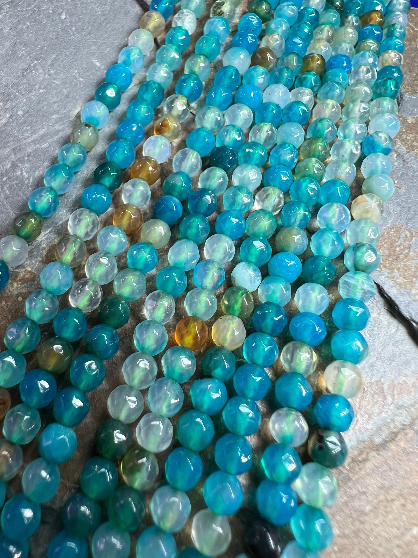 Pretty tiny small faceted Agate beads 3mm / mixed gemstone beads / multi beads / rainbow beads