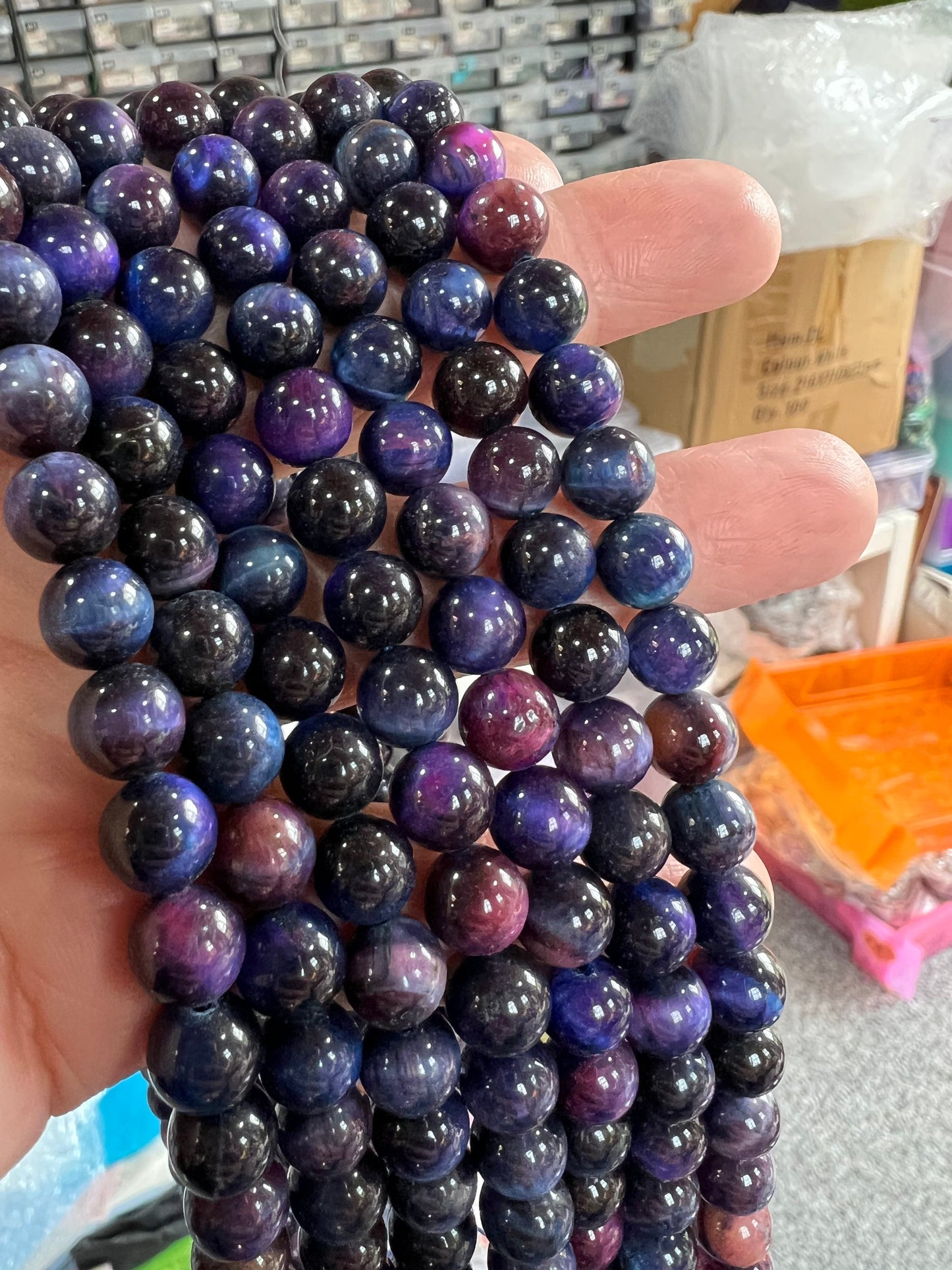Blueberry Purple Blue Tigers Eye rounds 8mm choose quantity