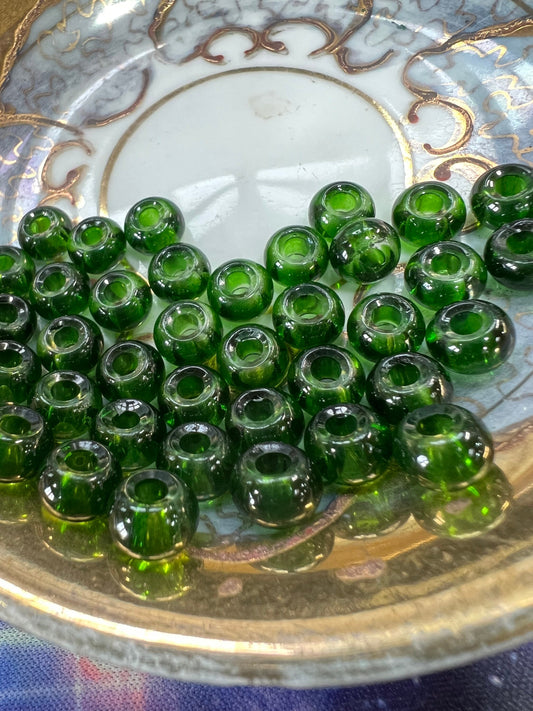 Beautiful Russian Diopside Vibrant Green Glass Large Hole Rondelle Beads 8 x 5 mm Choose Quantity