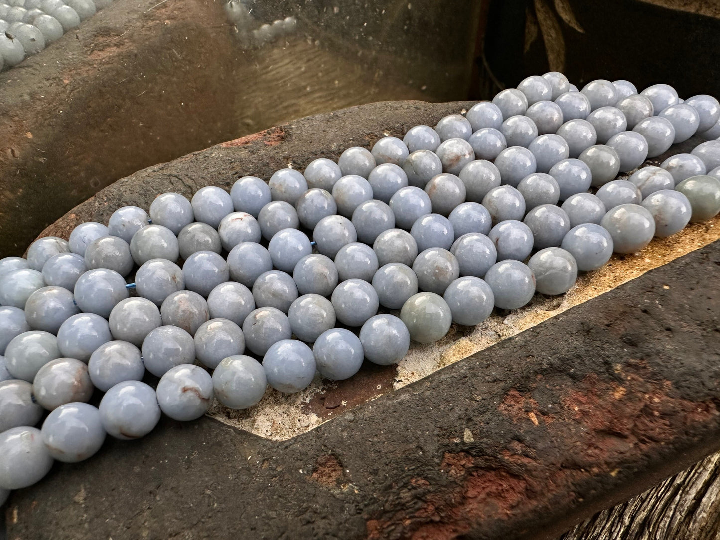 Rustic natural Soft Blue Angelite round Beads - Gemstone beads for Healing 6mm or 8mm