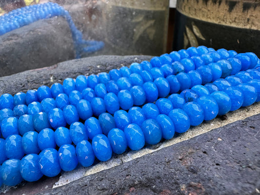 Sky Blue Chalcedony Faceted Rondelles beads 8 x 5 mm / jewellery beads / Rondelles / Jade Gemstone Beads / Disc Beads