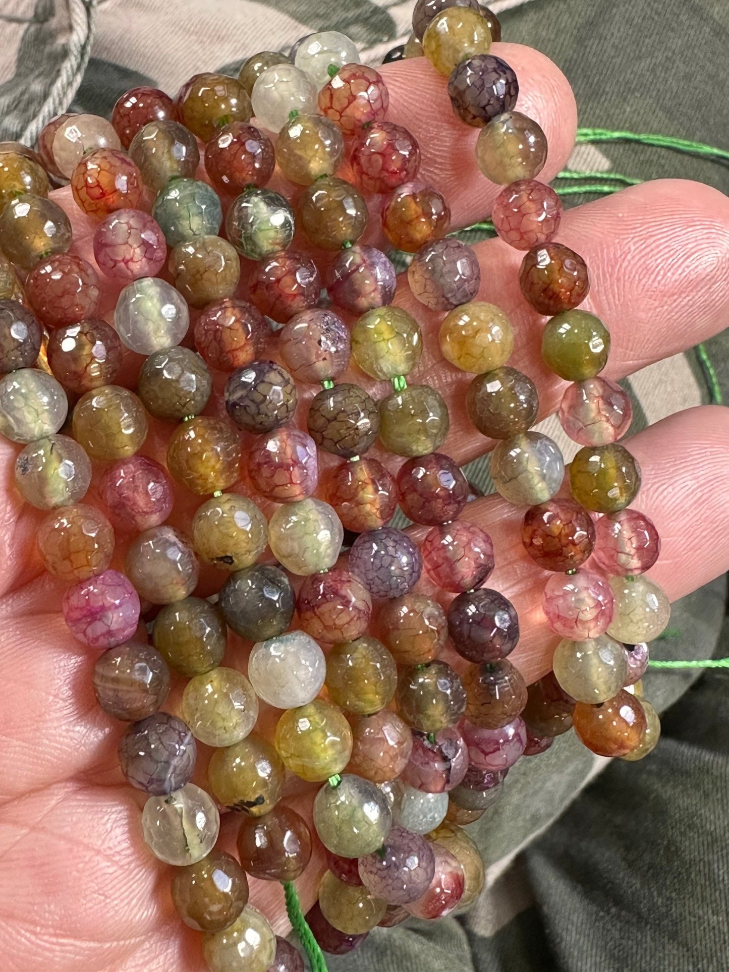 6 x Amazing rustic Mixed Jewel Tone Autumn Mix Agate faceted round beads 6mm / Mixed Gemstone Beads / Multi Agate Beads / 6 beads