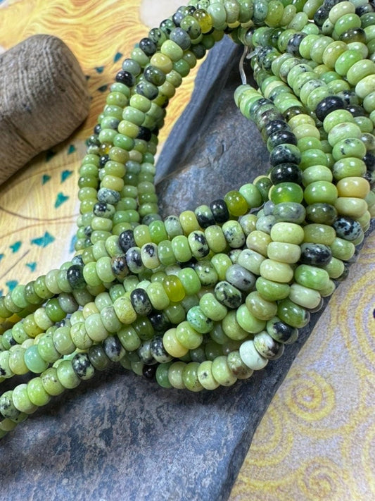 Green Opal smooth Rondelle Beads 5mm approx / green Gemstone Beads / Beautiful green beads