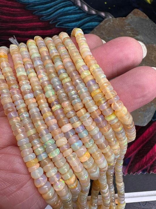 Amazing glowy rustic Ethiopian Opal Smooth handmade Gold multi colour Rondelle Spacer Beads / Fiery beads / Choose quantity 3.5-5mm mm