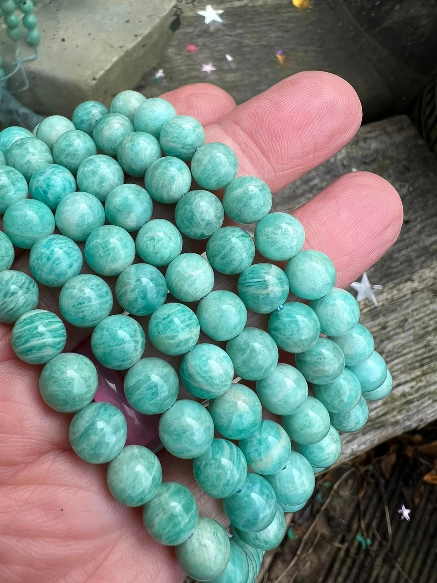 Amazonite Incredibly Marbled Natural Russian Amazonite Round Beads 7.5-8mm HANDCUT