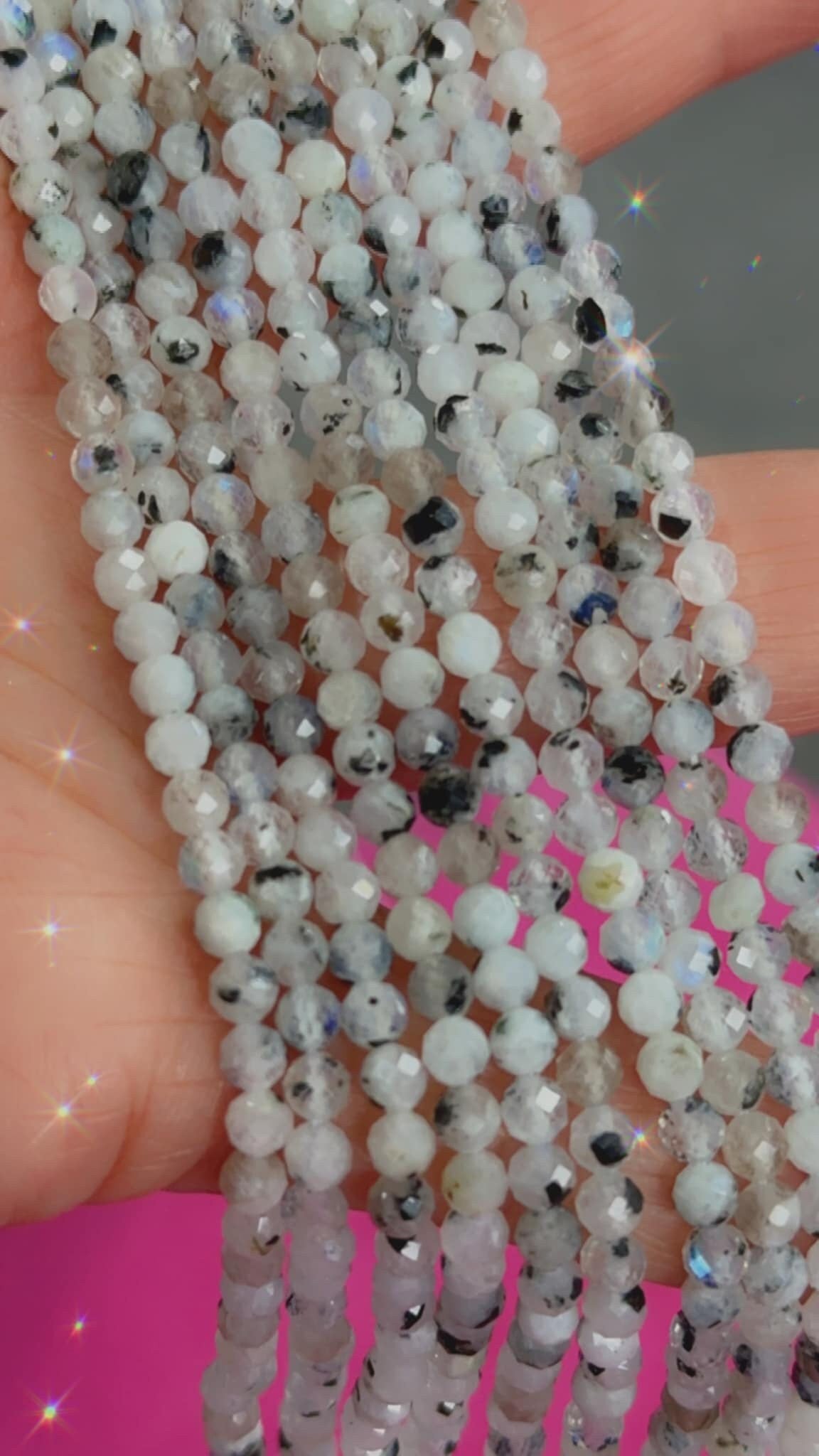 Rainbow Moonstone Round Beads 4MM FACETED / Natural Moonstone Beads / Glowing Moonstone Gemstone Beads /
