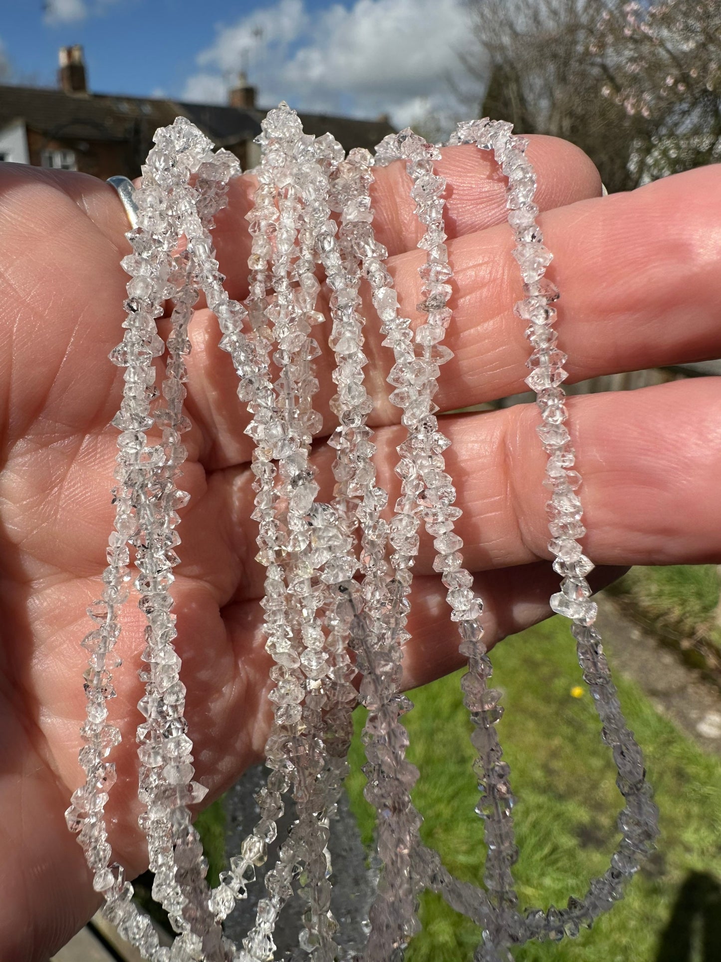 Herkimer Diamond Drilled Crystal Beads Super Sparkling Healing Gemstone Beads 3-4mm approx